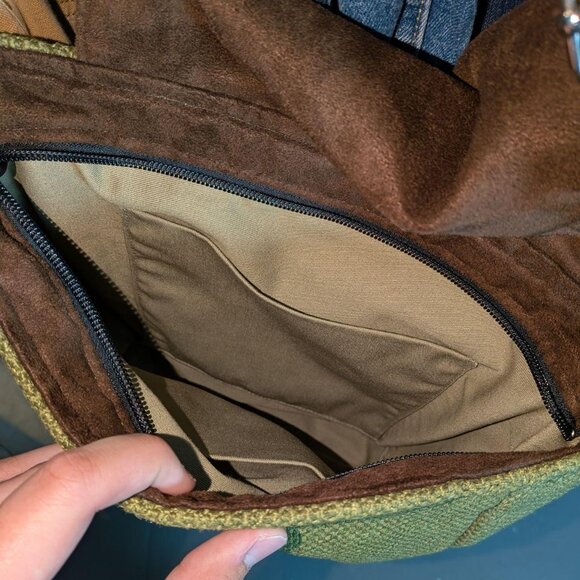 Canvas and suede women's shoulder bag - Picture 3 of 4